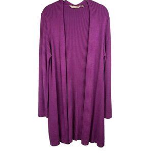 Soft Surroundings Women's Sweater Duster M Ribbed Long Pink Stretchy Long Sleeve